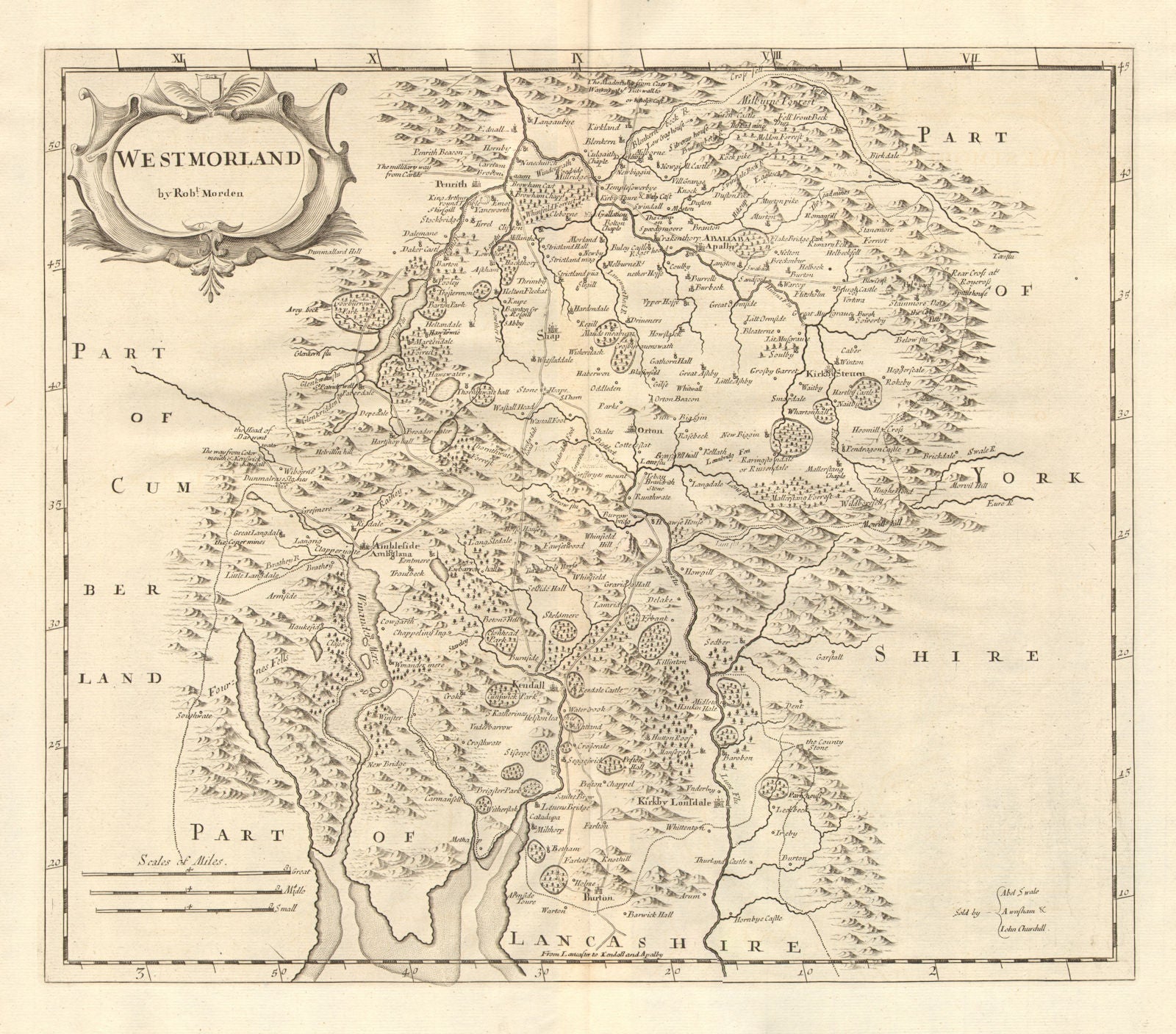 Westmoreland. 'WESTMORLAND' by ROBERT MORDEN from Camden's Britannia 1772 map
